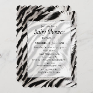 Black White Zebra Animal Print Safari Invitation