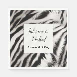 Black White Zebra Animal Wedding Napkin