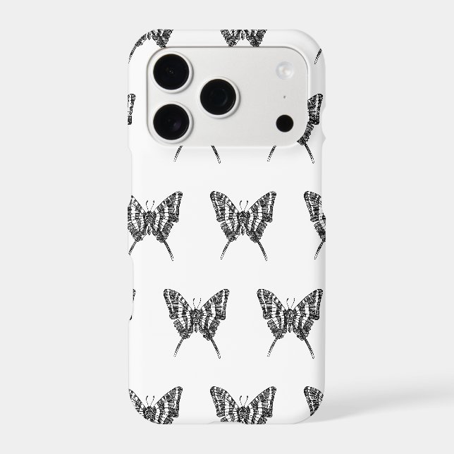 Black & White Zebra Butterfly Ink Drawing Pattern (Back)