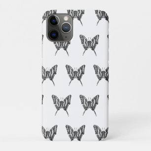 Black & White Zebra Butterfly Ink Drawing Pattern iPhone 11 Pro Case