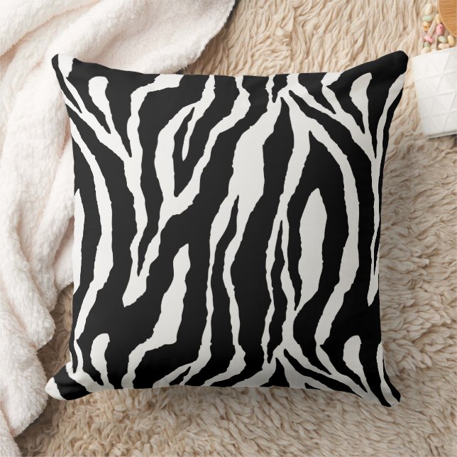 Black White Zebra Design Pillow (Blanket)