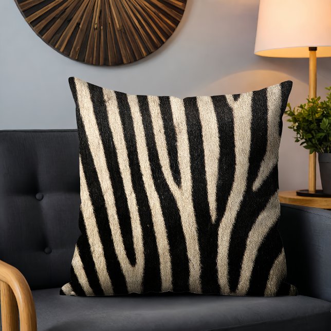 Black White Zebra Faux Fur Pattern Cushion (Creator Uploaded)