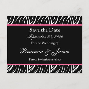 Black White Zebra Flame Custom Save The Date Announcement Postcard