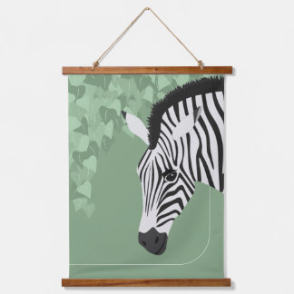 Black White Zebra Green Ivy Hanging Tapestry