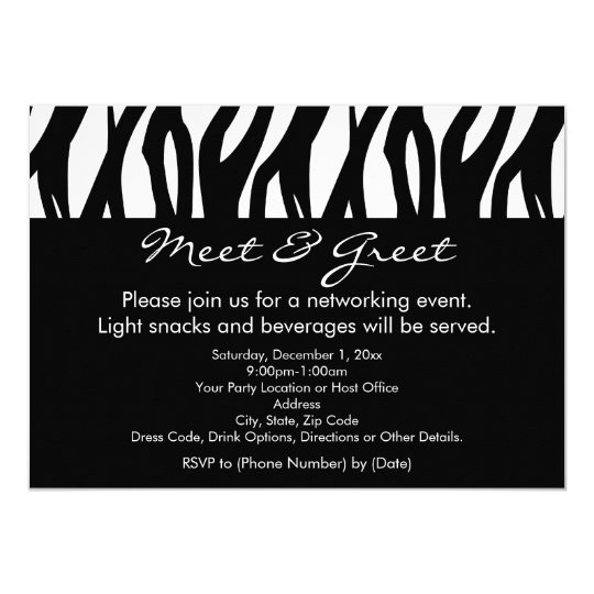 Black White Zebra Meet And Greet Invitations Zazzle Co Uk