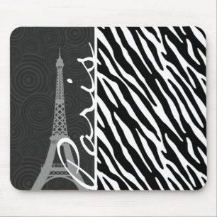 Black & White Zebra; Paris Mouse Mat