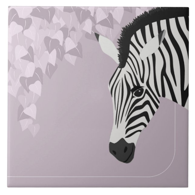 Black White Zebra Pink Ivy Tile (Front)