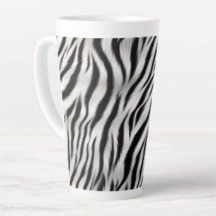  Black White Zebra Print Animal Latte Mug