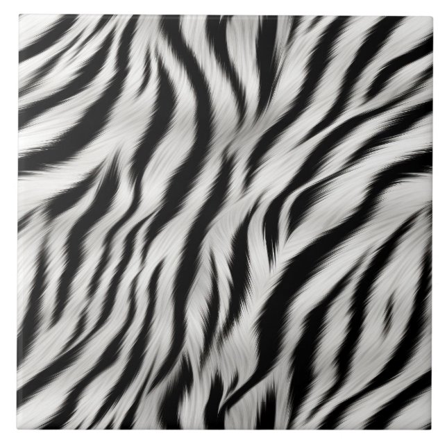  Black White Zebra Print Animal Safari Tile (Front)
