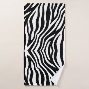 Black White Zebra Print Bath Towel