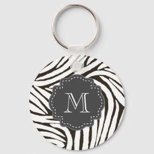Black White Zebra Print Key Ring