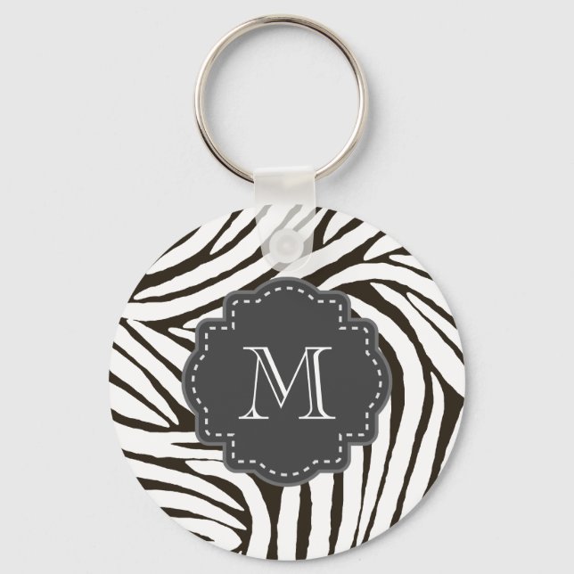 Black White Zebra Print Key Ring (Front)
