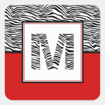 Black & White Zebra Print Monogram | Red
