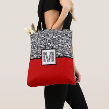 Black & White Zebra Print Monogram | Red