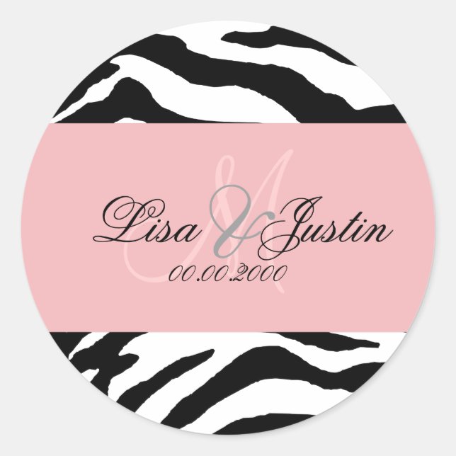Black + white zebra print/monogram stickers (Front)
