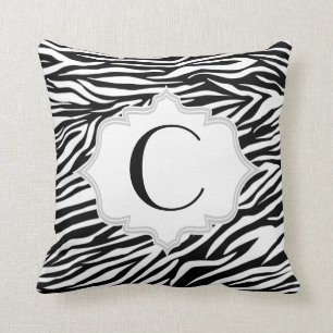 Black white zebra print pattern custom cushion