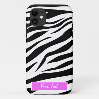 Black/White Zebra Print - Personalise iPhone 11 Case