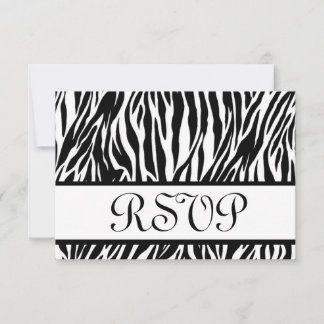 Black White Zebra Print RSVP Wedding Response Card