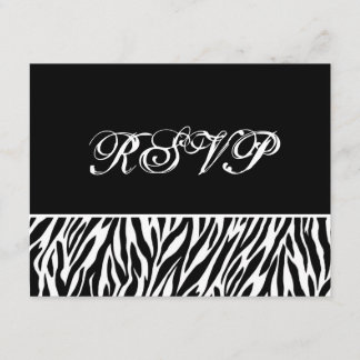 Black White Zebra Print RSVP Wedding Response Card