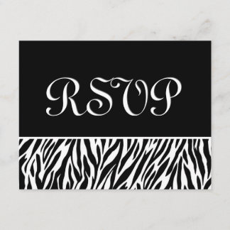 Black White Zebra Print RSVP Wedding Response Card
