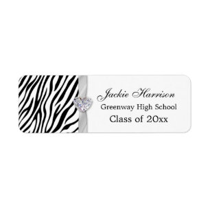Black white zebra ribbon, heart Graduation