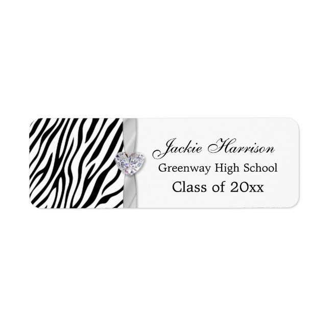 Black white zebra ribbon, heart Graduation (Front)