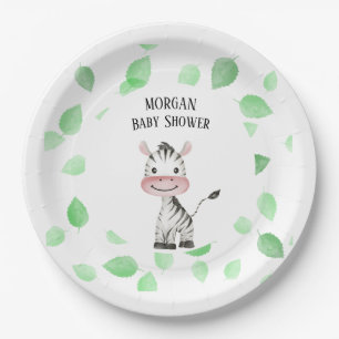 Black & white Zebra Safari Wild Jungle trip Jungle Paper Plate