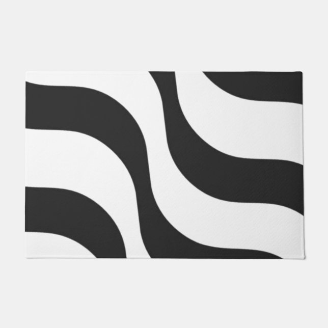black + white zebra stripe pattern modern doormat (Front)