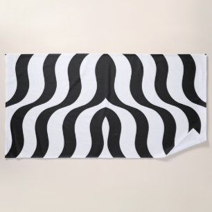 black + white zebra stripe pattern modern pillow beach towel