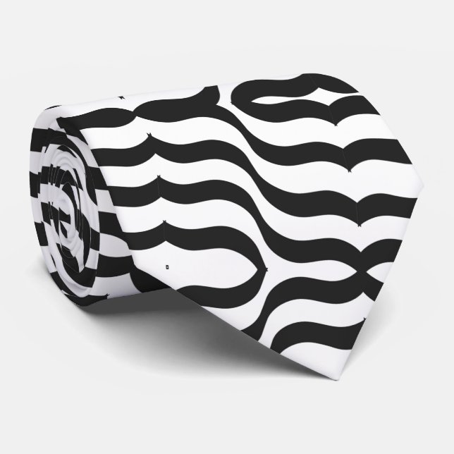 black + white zebra stripe pattern modern tie (Rolled)