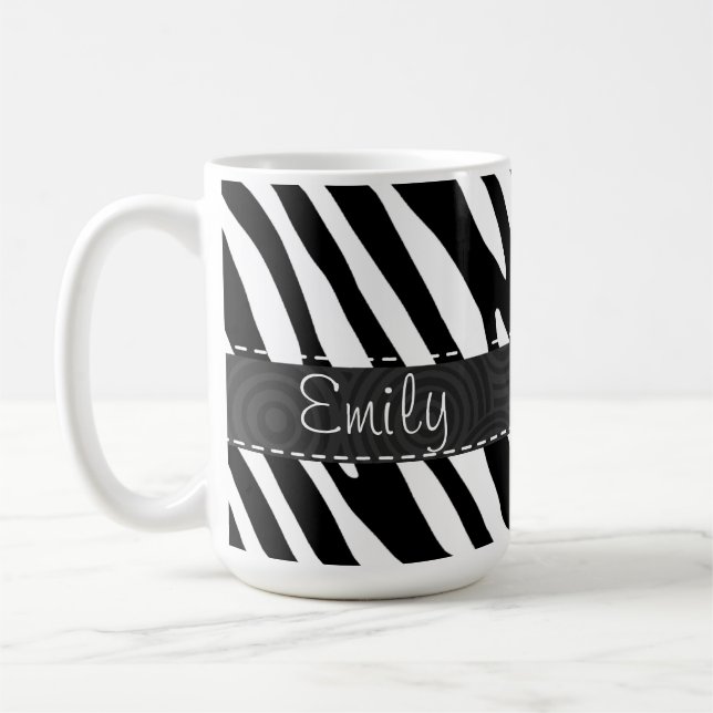 Black & White Zebra Stripes Coffee Mug (Left)