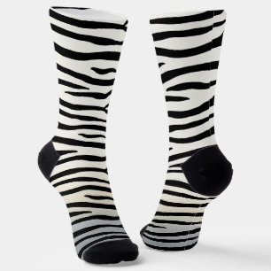Black & White Zebra Stripes Exotic Animal Print Socks
