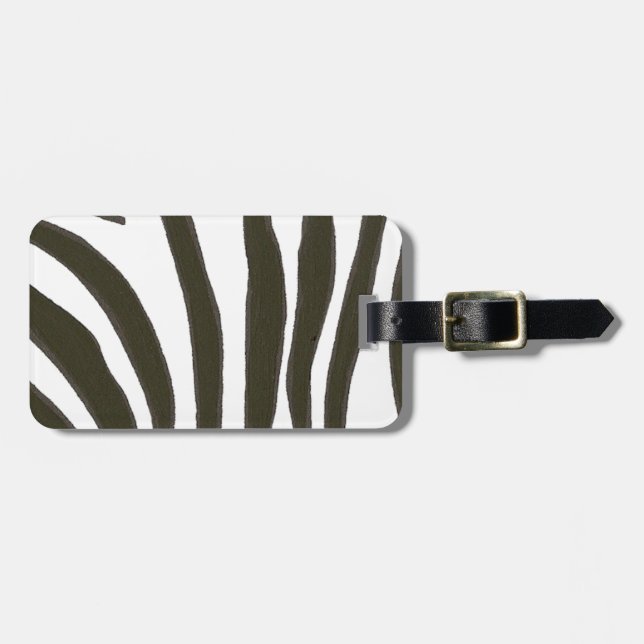 Black White Zebra Stripes Personalised Luggage Tag (Front Horizontal)
