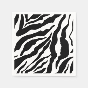 Black& White Zebra Stripes Safari Animal Print  Napkin