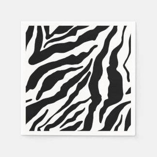 Black& White Zebra Stripes Safari Animal Print Napkin