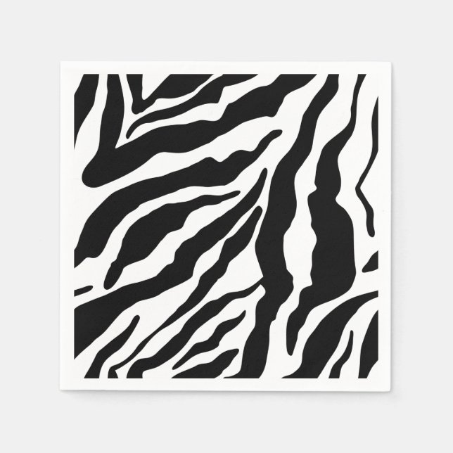 Black& White Zebra Stripes Safari Animal Print  Napkin (Front)