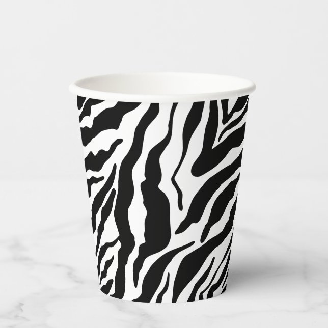 Black& White Zebra Stripes Safari Animal Print  Paper Cups (Front)