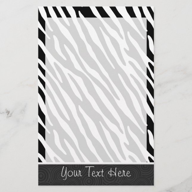 Black & White Zebra Stripes Stationery (Front)
