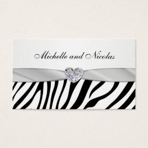 Black & white zebra stripes Wedding Business Card