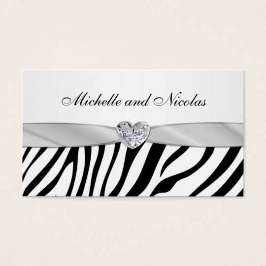 Black & white zebra stripes Wedding Business Card