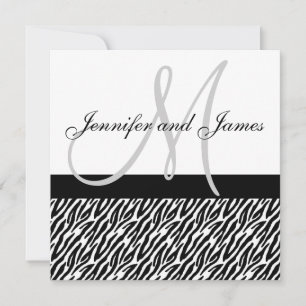 Black White Zebra Stripes Wedding Invitation