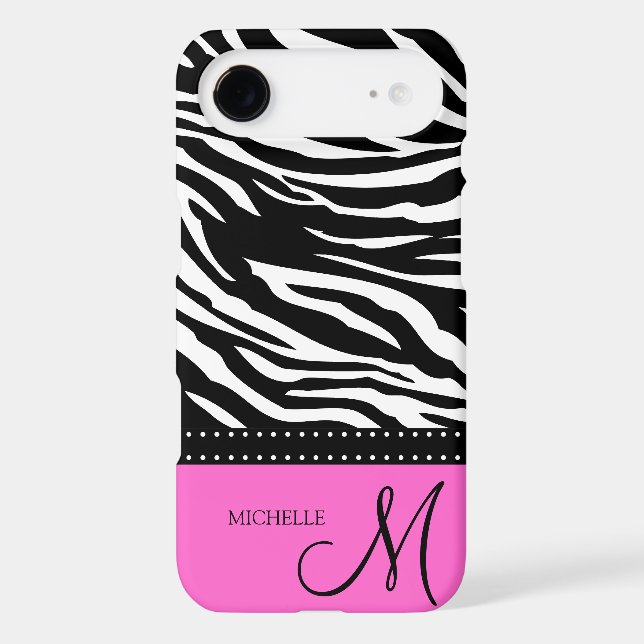 Black & White Zebra stripes with hot pink Case-Mate iPhone Case (Back)