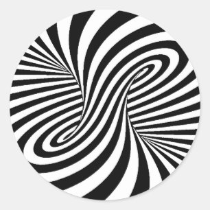 BLACK WHITE ZEBRA SWIRLS PATTERNS OPTICAL ILLUSION CLASSIC ROUND STICKER