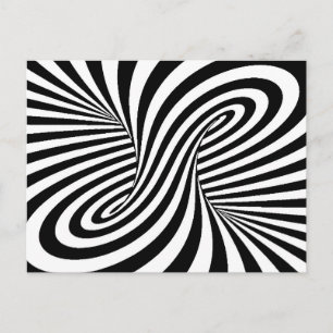 BLACK WHITE ZEBRA SWIRLS PATTERNS OPTICAL ILLUSION POSTCARD