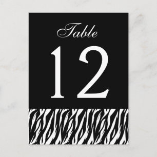 Black White Zebra Table Number Part of Set of 12 Postcard