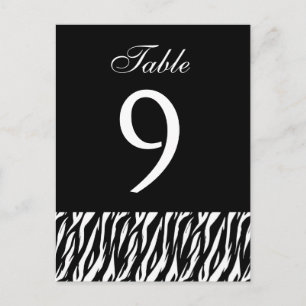 Black White Zebra Table Number Part of Set of 12 Postcard