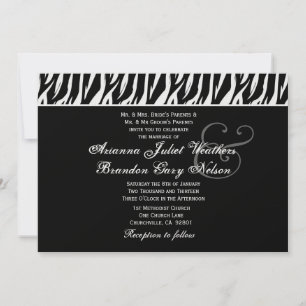 Black White Zebra Wedding Horizontal Template
