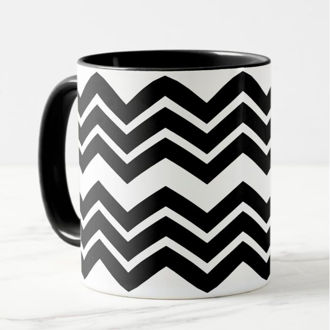 Black White Zigzag Chevron Pattern Design  Mug (Creator Uploaded)