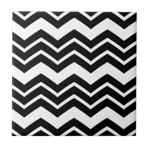 Black White Zigzag Chevron Pattern Design Tile
