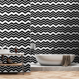 Black White Zigzag Chevron Pattern Design Wallpaper